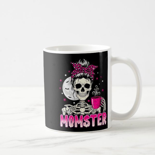 Womens Momster Skull Mom Coffee Lover Halloween Me Coffee Mug (Right)