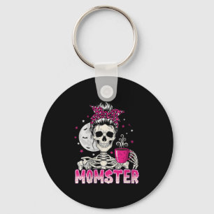 Womens Momster Skull Mom Coffee Lover Halloween Me Key Ring