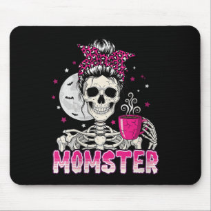 Womens Momster Skull Mom Coffee Lover Halloween Me Mouse Mat