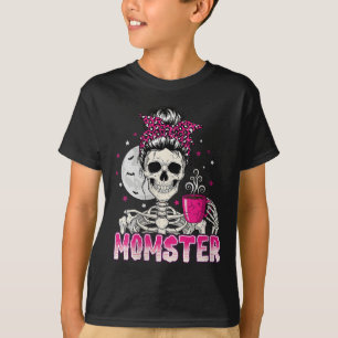 Womens Momster Skull Mom Coffee Lover Halloween Me T-Shirt