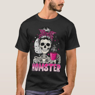 Womens Momster Skull Mom Coffee Lover Halloween Me T-Shirt