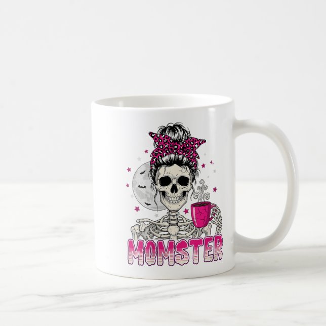 Womens Momster Skull Mum Coffee Lover Halloween Me Coffee Mug (Right)