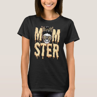 Womens Momster Skull Mum Monster Orange Leopard Ha T-Shirt