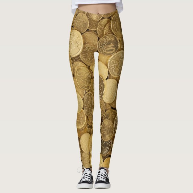 Women's Money Coins Change  Leggings (Front)