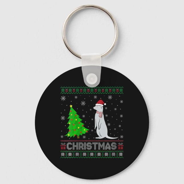 Womens Mongoose Xmas Tree Lighting Ugly Christmas  Key Ring (Front)