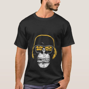 Womens Monkey With Dj Headphones And Sunglasses Mo T-Shirt