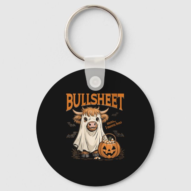 Womens Moo... I Mean Boo Bullsheet Highland Cow Gh Key Ring (Front)