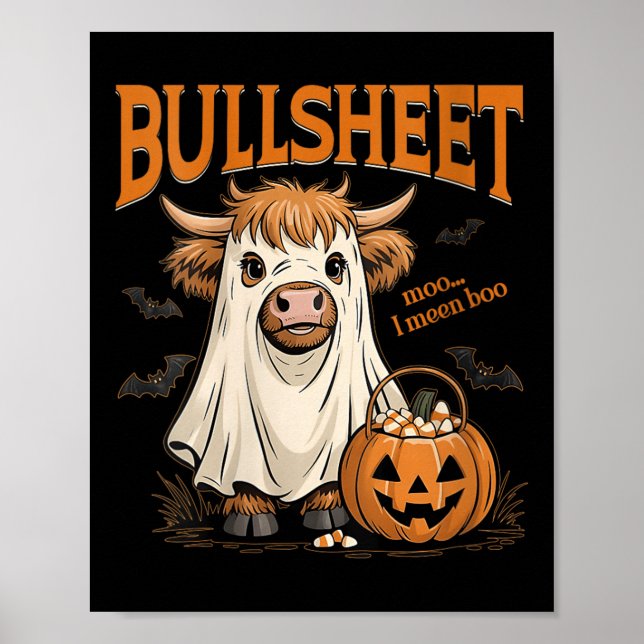 Womens Moo... I Mean Boo Bullsheet Highland Cow Gh Poster (Front)