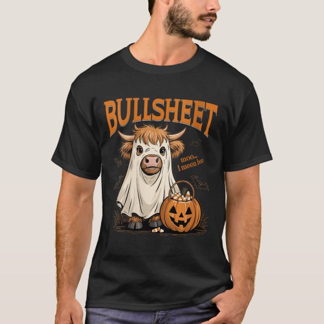 Womens Moo... I Mean Boo Bullsheet Highland Cow Gh T-Shirt (Front)