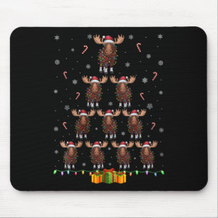 Womens Moose Santa Hat Xmas Lights Men Women Chris Mouse Mat