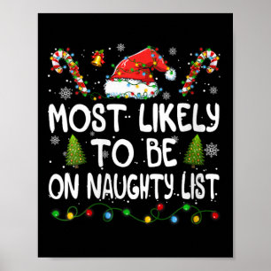 Womens Most Likely To Be On Naughty List Christmas Poster