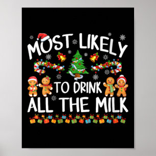 Womens Most Likely To Drink All The Milk Christmas Poster