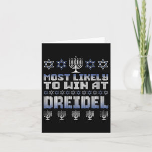 Womens Most Likely To Win At Dreidel Funny Hanukka Card