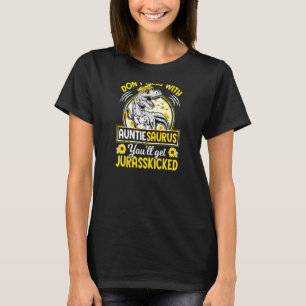 Womens Mother's Day Auntie Saurus Flower Christmas T-Shirt