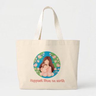 Womens Mother's Day Happiest Mum On Earth Large Tote Bag