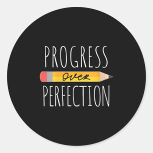 Womens Motivational Progress Over Perfection Back  Classic Round Sticker