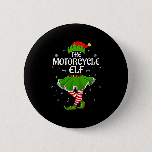 Womens Motorcycle Elf Christmas Family Girls Women 6 Cm Round Badge (Front)