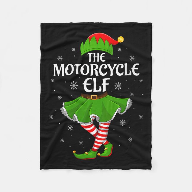 Womens Motorcycle Elf Christmas Family Girls Women Fleece Blanket (Front)
