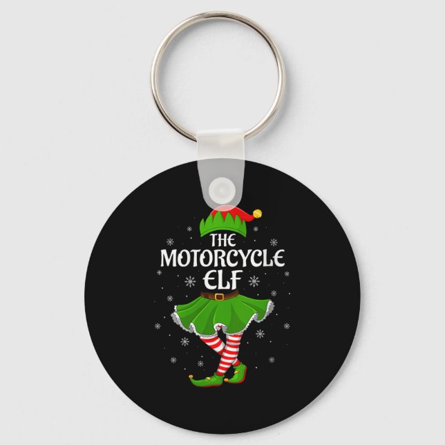 Womens Motorcycle Elf Christmas Family Girls Women Key Ring (Front)
