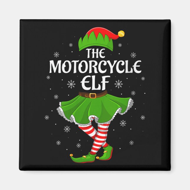 Womens Motorcycle Elf Christmas Family Girls Women Magnet (Front)