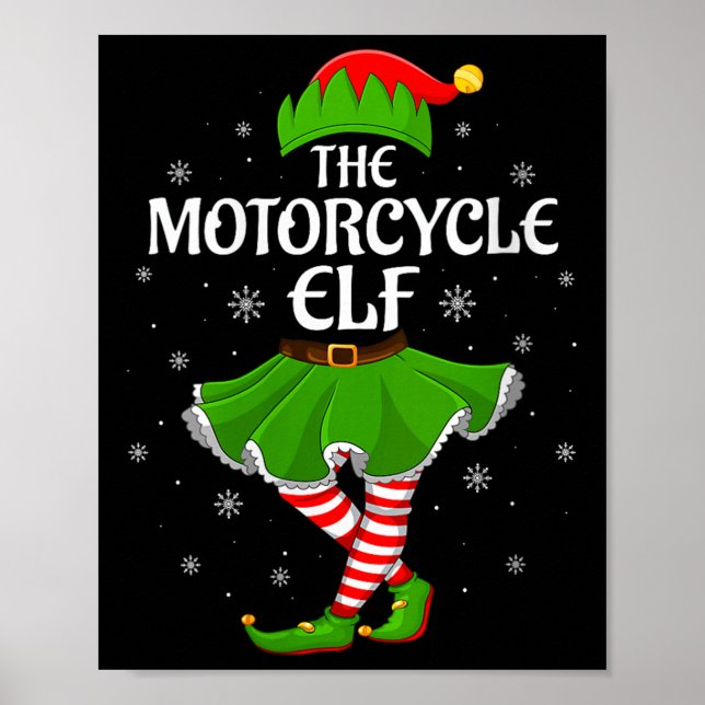 Womens Motorcycle Elf Christmas Family Girls Women Poster (Front)