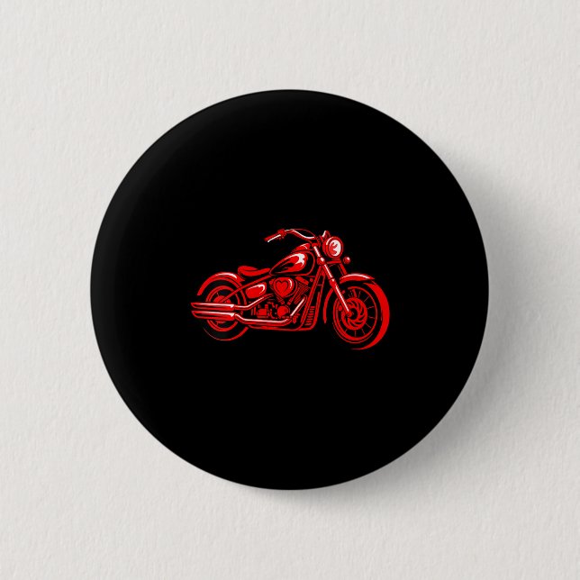 Women's Motorcycle Heart Biker Valentines Day Ride 6 Cm Round Badge (Front)