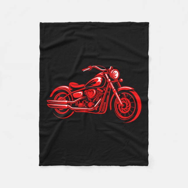 Women's Motorcycle Heart Biker Valentines Day Ride Fleece Blanket (Front)