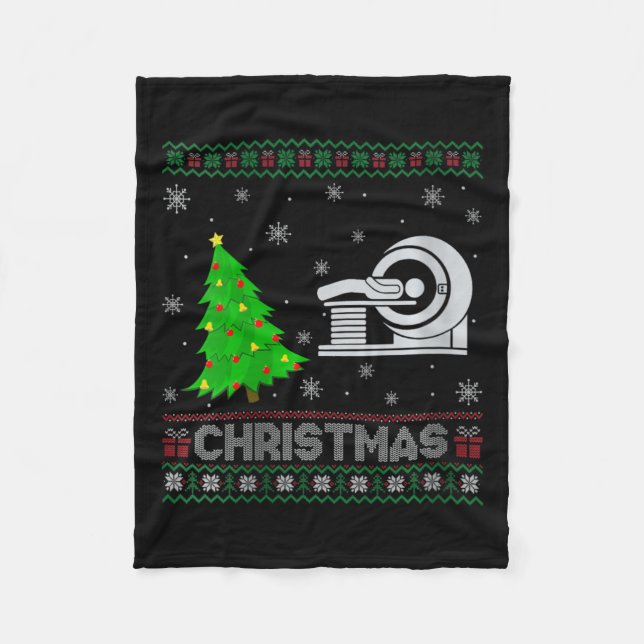 Womens Mri Tech Xmas Tree Lighting Ugly Christmas  Fleece Blanket (Front)
