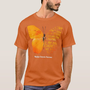 Womens MS Butterfly Orange Ribbon Multiple Scleros T-Shirt