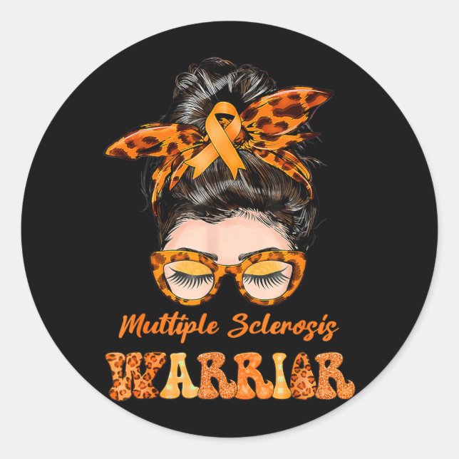 Womens Ms Warrior Multiple Sclerosis Awareness Classic Round Sticker (Front)
