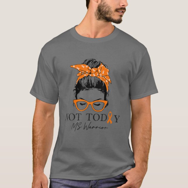 Womens Multiple Sclerosis Awareness Messy Bun MS W T-Shirt (Front)