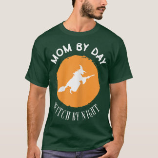 Womens Mum By Day Witch By Night Halloween Trick O T-Shirt