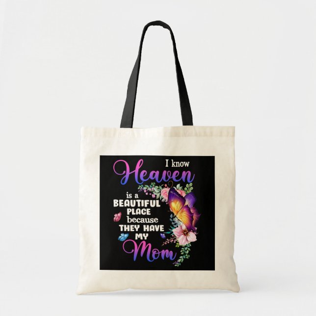 Womens Mum in Heaven Purple Butterfly Loss of Tote Bag (Front)