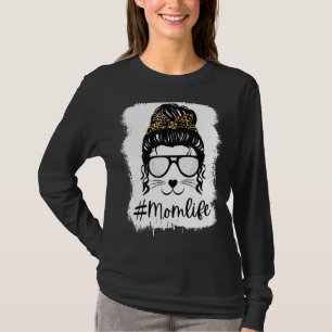Womens Mum Life Messy Bun Golf Bleached Mothers Da T-Shirt