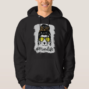 Womens Mum Life Messy Bun softball bleached Mother Hoodie