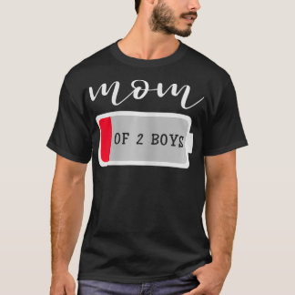 Womens Mum of 2 Boys from Son Mothers Day Birthday T-Shirt