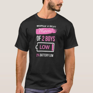 Womens Mum Of 2 Boys From Son Mothers Day Birthday T-Shirt