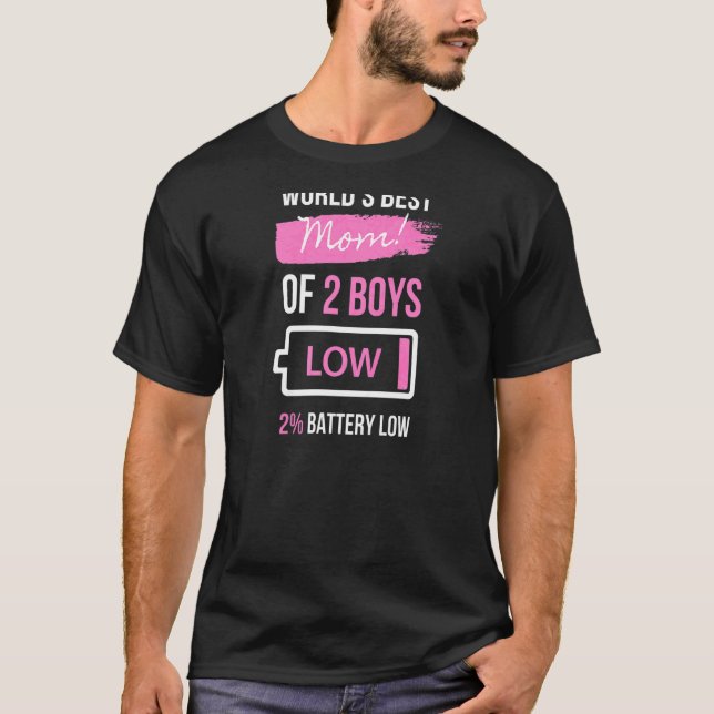 Womens Mum Of 2 Boys From Son Mothers Day Birthday T-Shirt (Front)