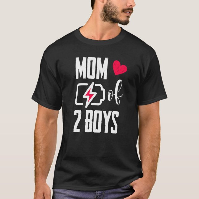 Women's Mum Of 2 Boys Low Battery  Mum T-Shirt (Front)