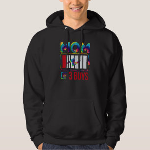 Womens Mum Of 3 Boys Low Battery  Son Daughter Mot Hoodie