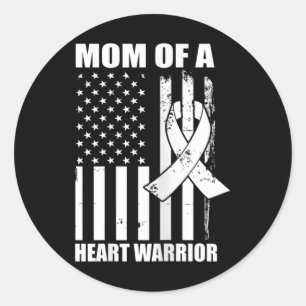 Womens Mum Of A Heart Warrior Red Heart Disease Aw Classic Round Sticker