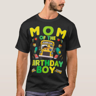 Womens Mum of the birthday boy school bus VNeck  T-Shirt