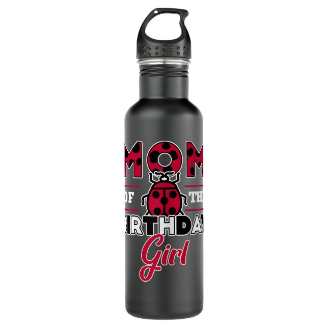 Womens Mum Of The Birthday Girl Ladybug Theme Momm 710 Ml Water Bottle (Front)