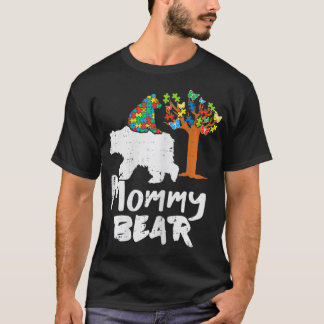 Womens Mummy Bear Puzzle Autism Awareness Mum Mama T-Shirt