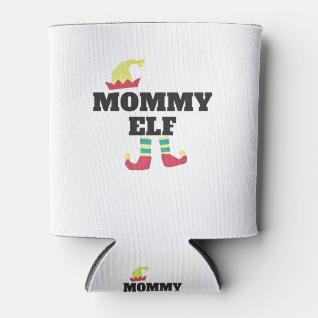 Womens Mummy Elf Funny Matching Christmas Gift Can Cooler (Front)