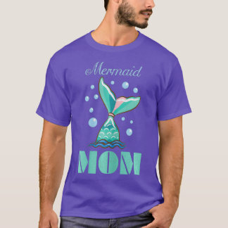 Womens Mummy Of The Birthday Mermaid Shell T-Shirt