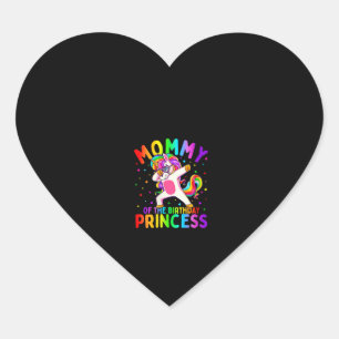 Womens Mummy of the Birthday Princess Girl Dabbing Heart Sticker
