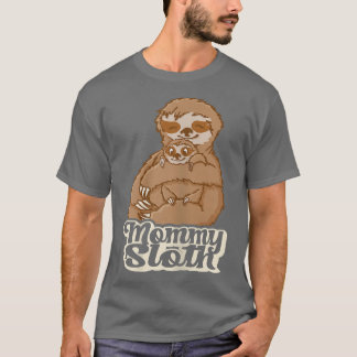 Womens Mummy Sloth  Cute Mum Matching Family  T-Shirt