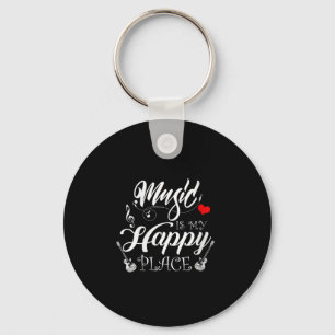 Womens Music Is My Happy Place Motivational Life Q Key Ring