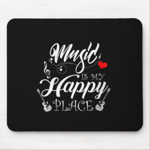 Womens Music Is My Happy Place Motivational Life Q Mouse Mat